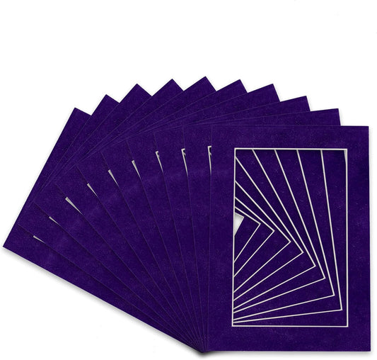 Pack of 25 Acid Free 11x14 Mats Bevel Cut for 8.5x11 Photos - Purple Crocus Suede Precut Matboards With Backing Boards and Clear Photo Mat Bags For Pictures, Photos, Framing - 4-ply Thickness