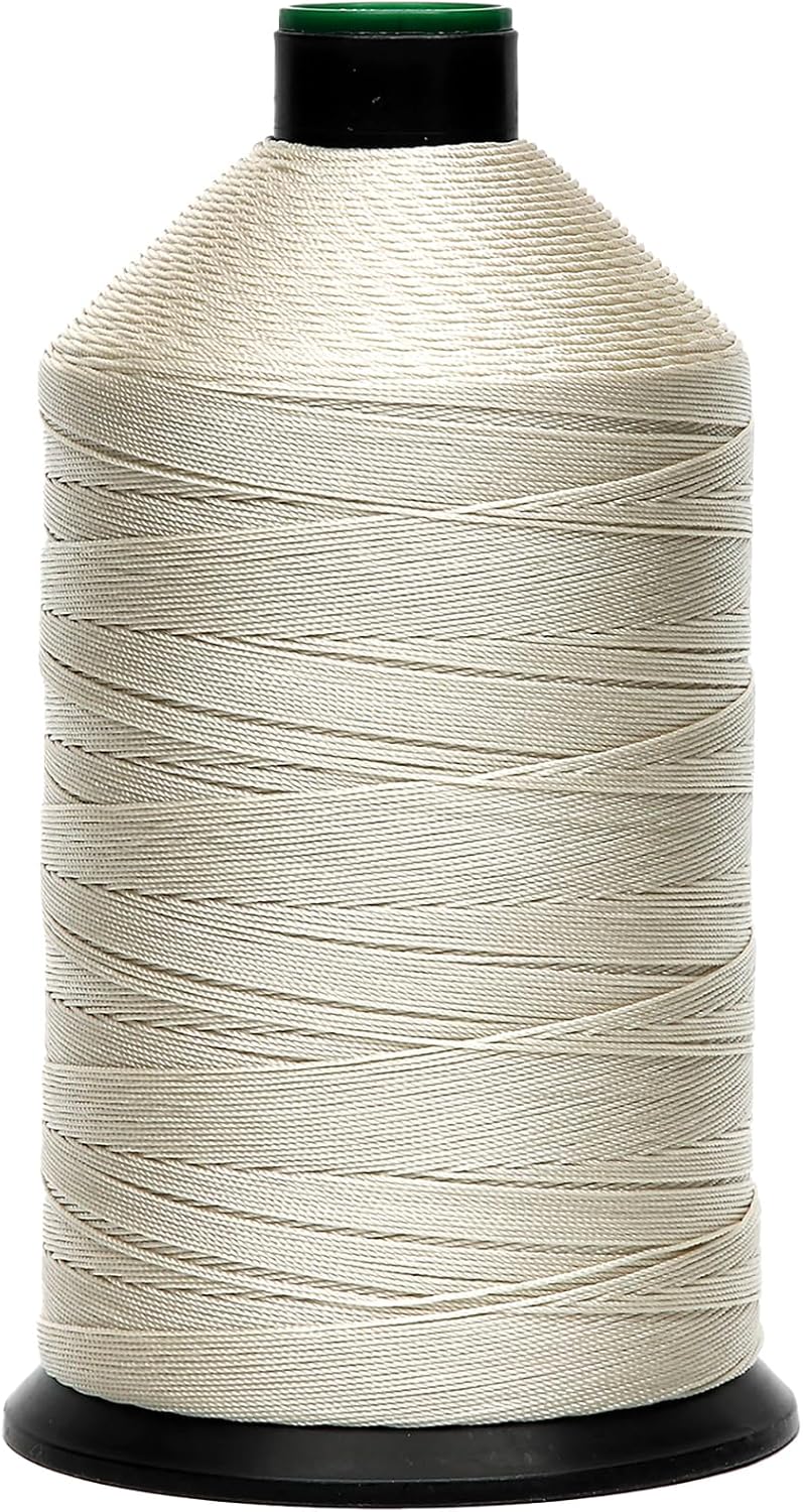 Extra Strong Bonded Nylon Thread #207 Tex210 – 16 OZ, 2000yds, Versatile Stitching Solution for Leather, Upholstery, Canvas Repair and More (Beige)