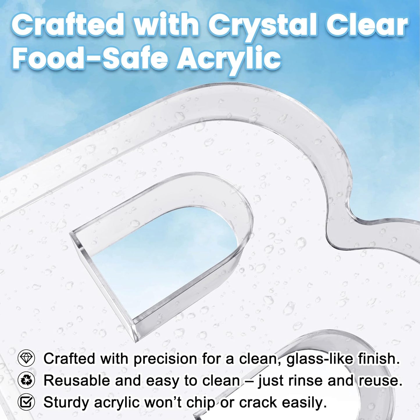 11" Clear Acrylic Letter & Number Charcuterie Tray-Reusable Fillable Alphabet Box for Displaying Candy,Cake,Snacks– Party Dessert Serving Plate for Birthday, Wedding Anniversaries, Baby Shower (H)