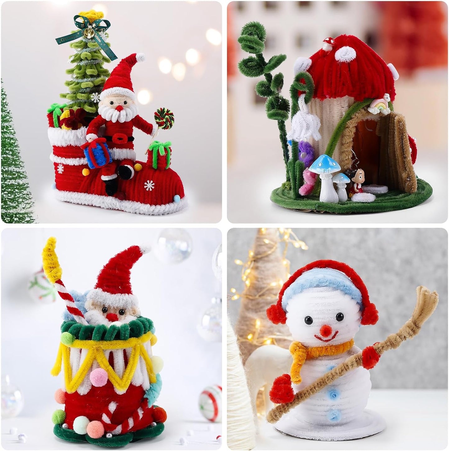 Caydo 300 Pieces 12 inch Christmas Pipe Cleaners for Christmas DIY, Creative Crafts Decorations (Red, Green, White)