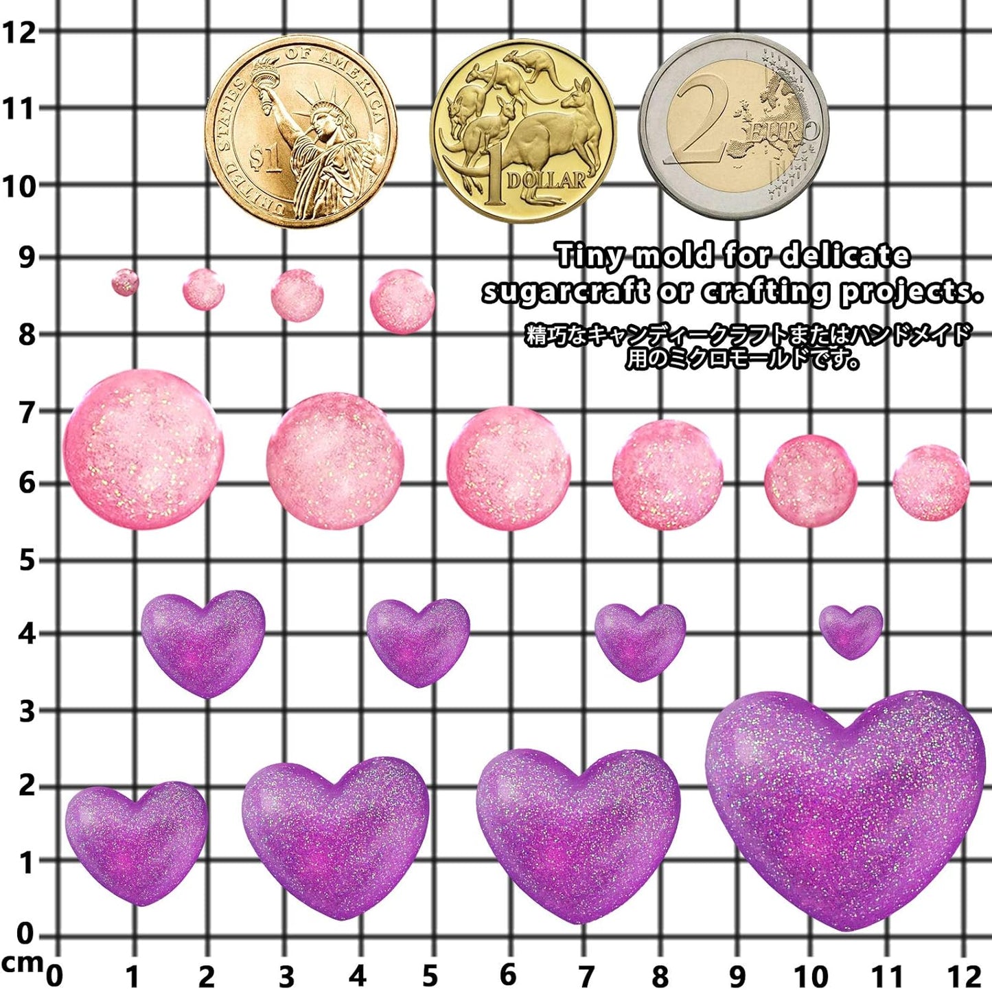 Cabochon Gemstone Epoxy Resin Casting Silicone Molds Include Heart, Dome Shapes for Fondant Cake Decoration, Polymer Clay Craft, Jewelry Making - 2 in Set