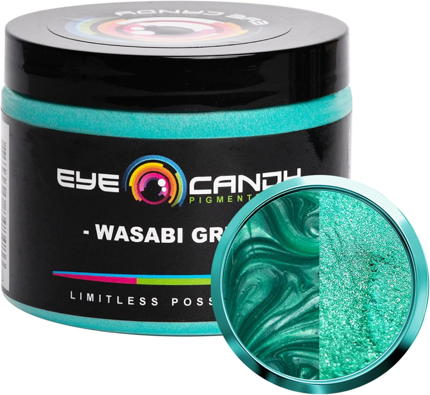 Eye Candy Pigments Premium Green Mica Powder - Wasabi Green (50gr) - for Epoxy, Resin, Soap, Paint, Woodworking, Acrylic Pouring, Bath Bombs, Fishing Lures - DIY Arts and Crafts Additive