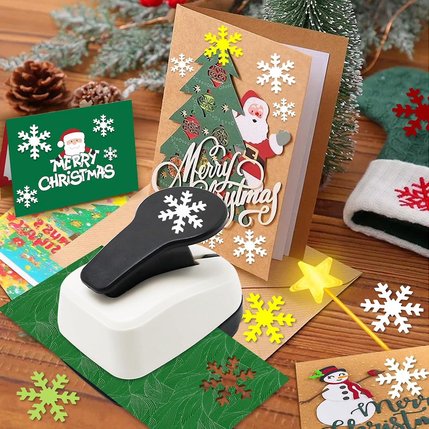 Snowflakes Punch for Crafting, 1 Inch Christmas Punch, Paper Punches for Christmas, Snowflakes Hole Punches, Snowflake Crafts Puncher for Handmade Scrapbook Cards