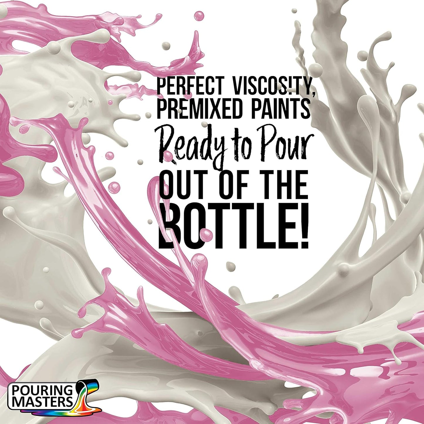 POURING MASTERS Bubble Gum Pink Acrylic Ready to Pour Pouring Paint - Premium 64-Ounce Pre-Mixed Water-Based - for Canvas, Wood, Paper, Crafts, Tile, Rocks and More