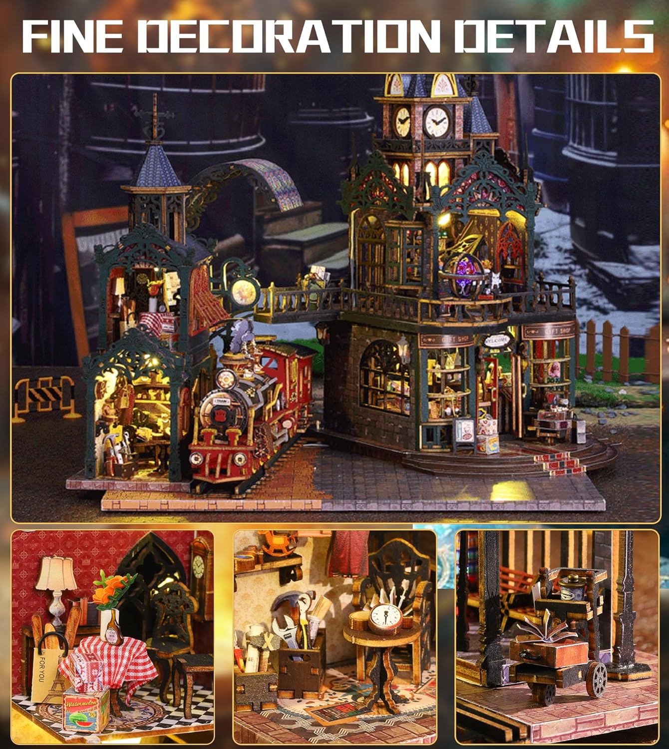 DIY Dollhouse Miniature House Kit,DIY Kit Mini House Model,1:24 Scale Creative Doll House Best Christmas Birthday Gift for Lovers Boys and Girls. (Rail-TRACKSECLUDED City01)