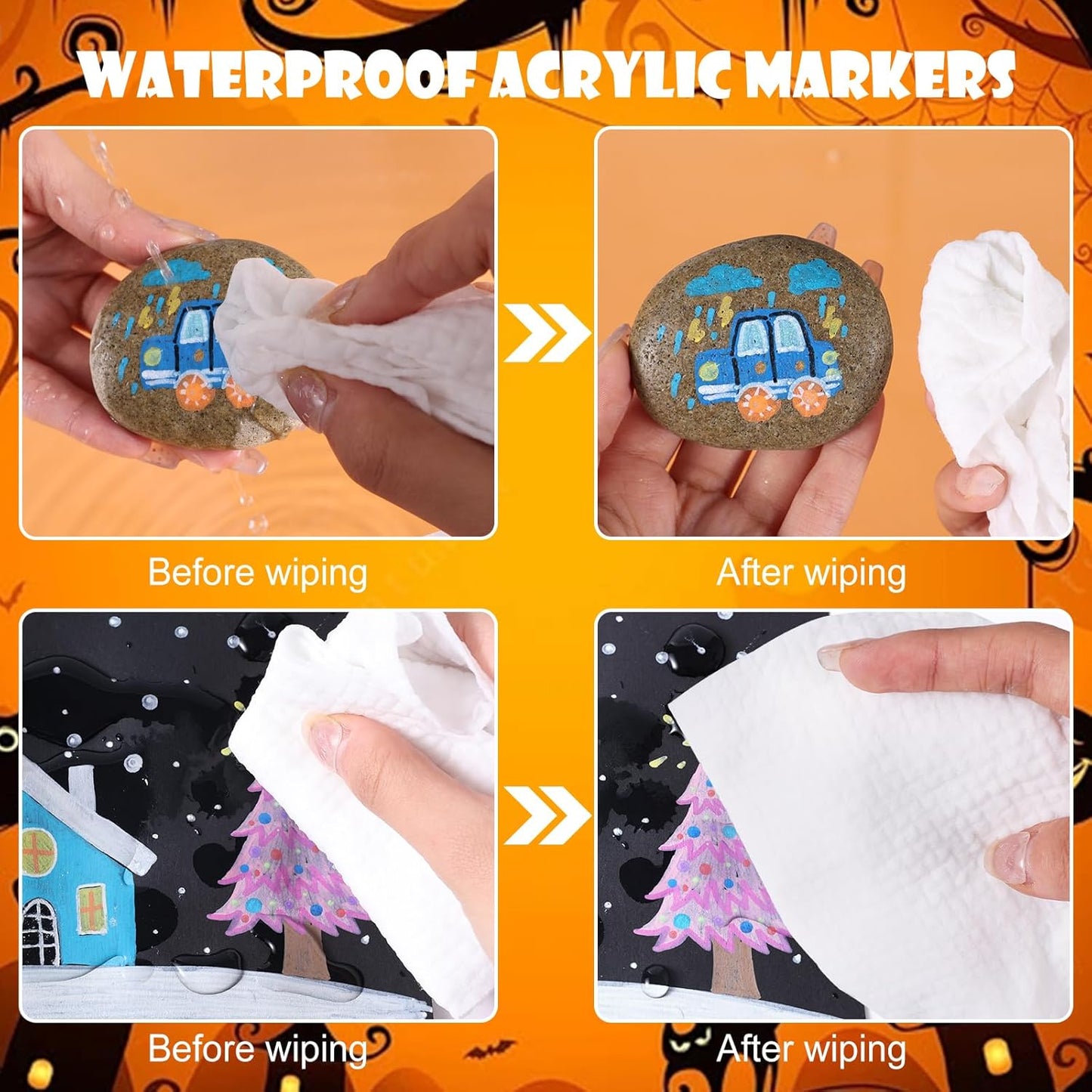 30 Colors Waterproof Dual Tip Acrylic Paint Pens, Dot & Fine Tip Premium Coloring Drawing Markers Set for Wood, Rock Painting, Canvas, Glass, Ceramic Surfaces and DIY Crafts Making Art Supplies