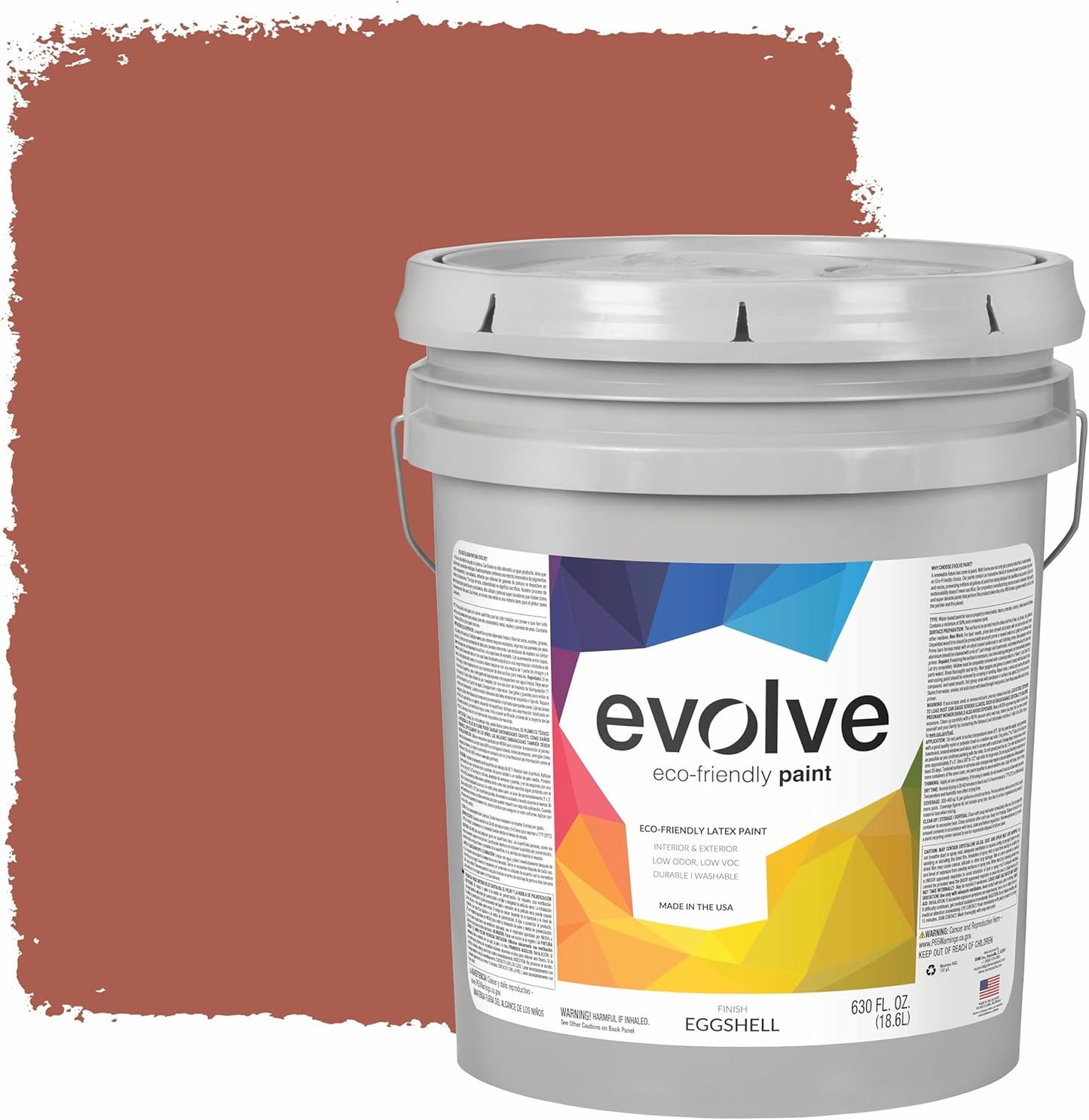 EVOLVE Paint & Primer: Environment-friendly, Eggshell with One-coat Coverage for Interior & Exterior surfaces (Red Clay, 5-Gallon)