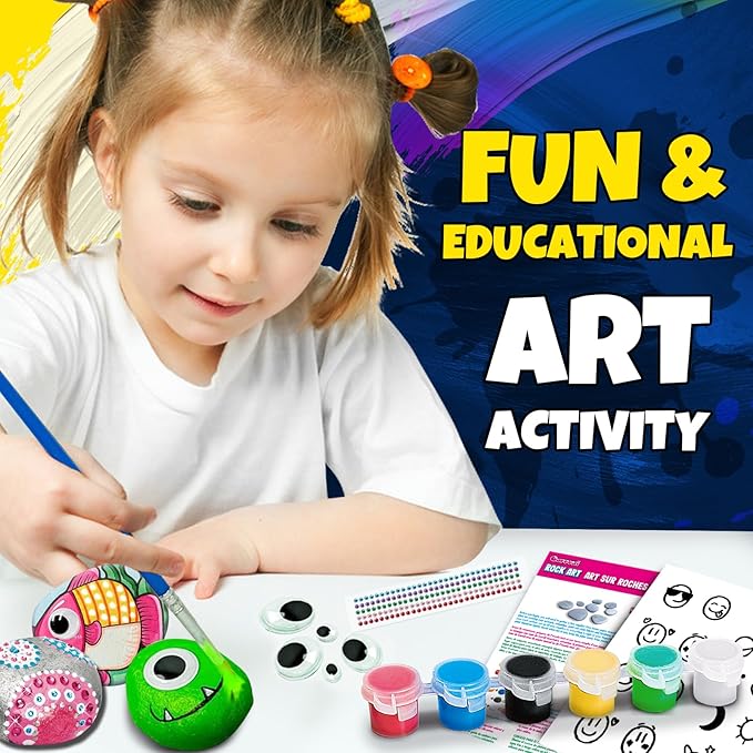 Beeswill Rock Painting Kit for Kids - Glow in The Dark Rock Kit, Arts and Crafts for Kids Ages 4-12, Easter and Christmas Gifts for Girls Art Toys Craft Kits