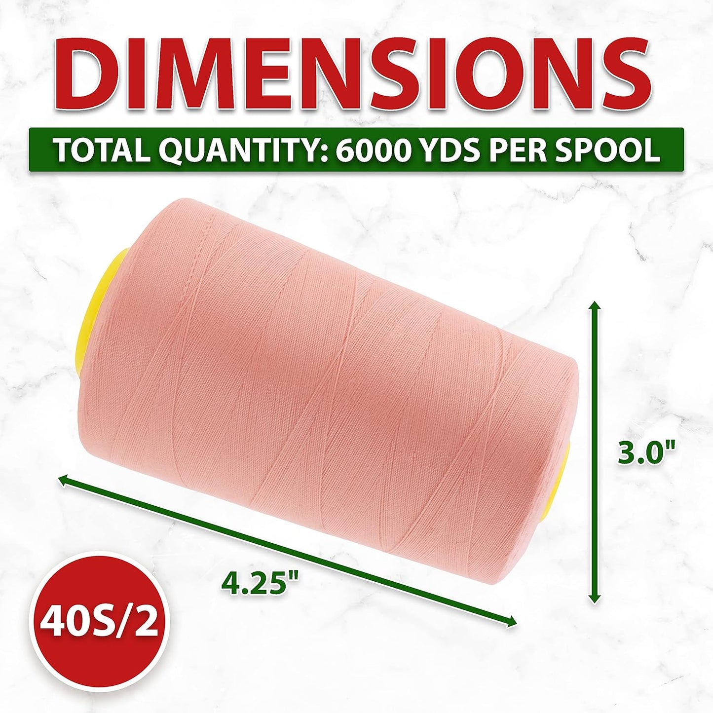 Mandala Crafts 4 Pack of Serger Threads Cones Spools - 40S/2 24000 Yards Polyester Blush Threads for Sergers Machine and Overlock Quilting Sewing Machine