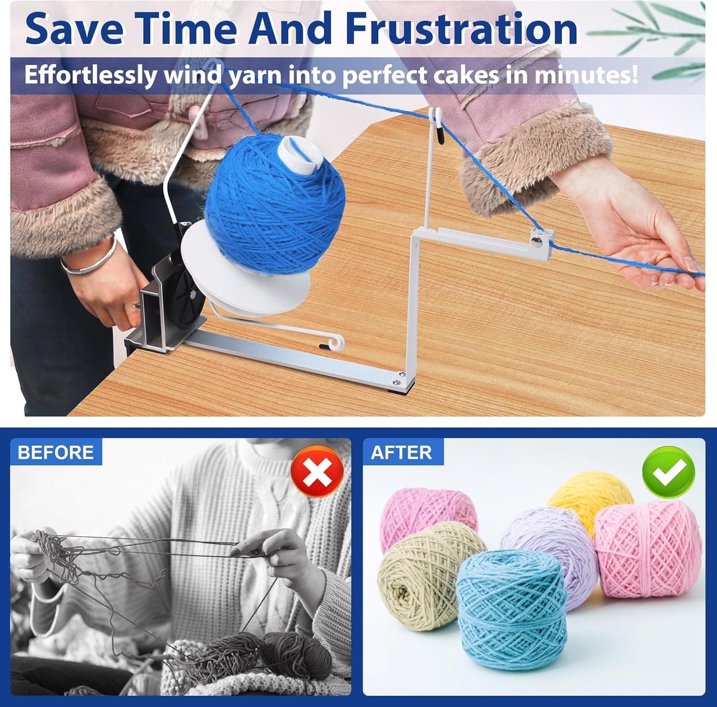 Large Capacity Yarn Winder, 15 oz Metal Ball Spinner for Crocheting & Knitting, Sturdy & Smooth for Easy Yarn Winding, Ideal for Knitting Enthusiasts