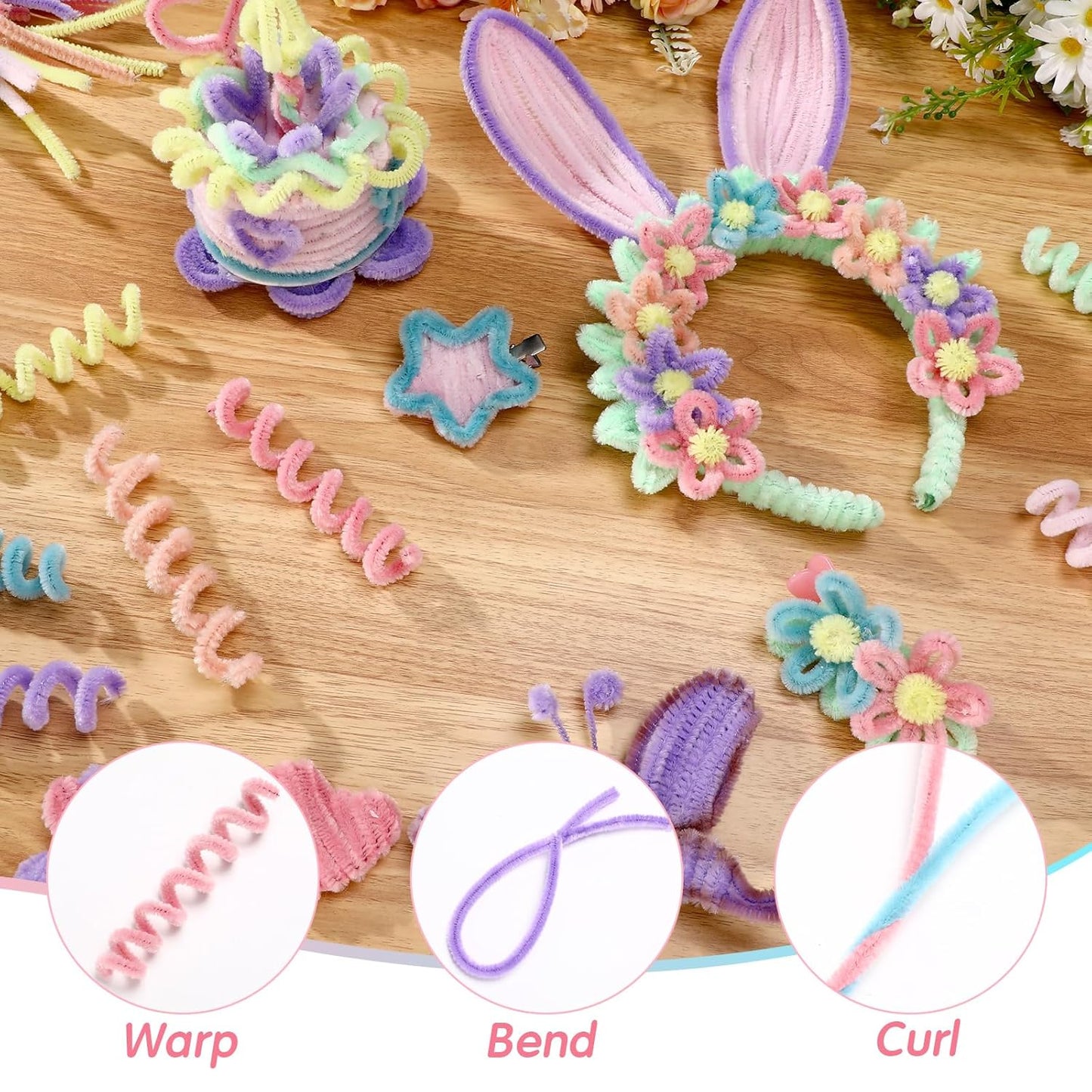 DaisyInner 700 Pcs Halloween Fall Pipe Cleaners Craft Bulk Pastel Chenille Stems Flower DIY Gradient Colored Fluffy for School Classroom Thanksgiving Christmas Party Supplies(Macaron Color)