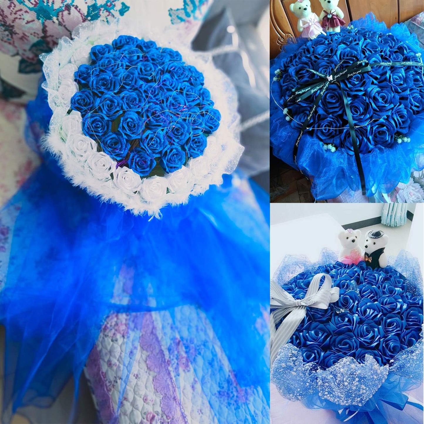 Crystal Organza Fabric Tulle - 16" by 50 Yards Sheer Fabric for Wedding Party Decoration Bridal Shower Tutu Roll Netting Spool Ribbon Wrapping (Royal Blue)