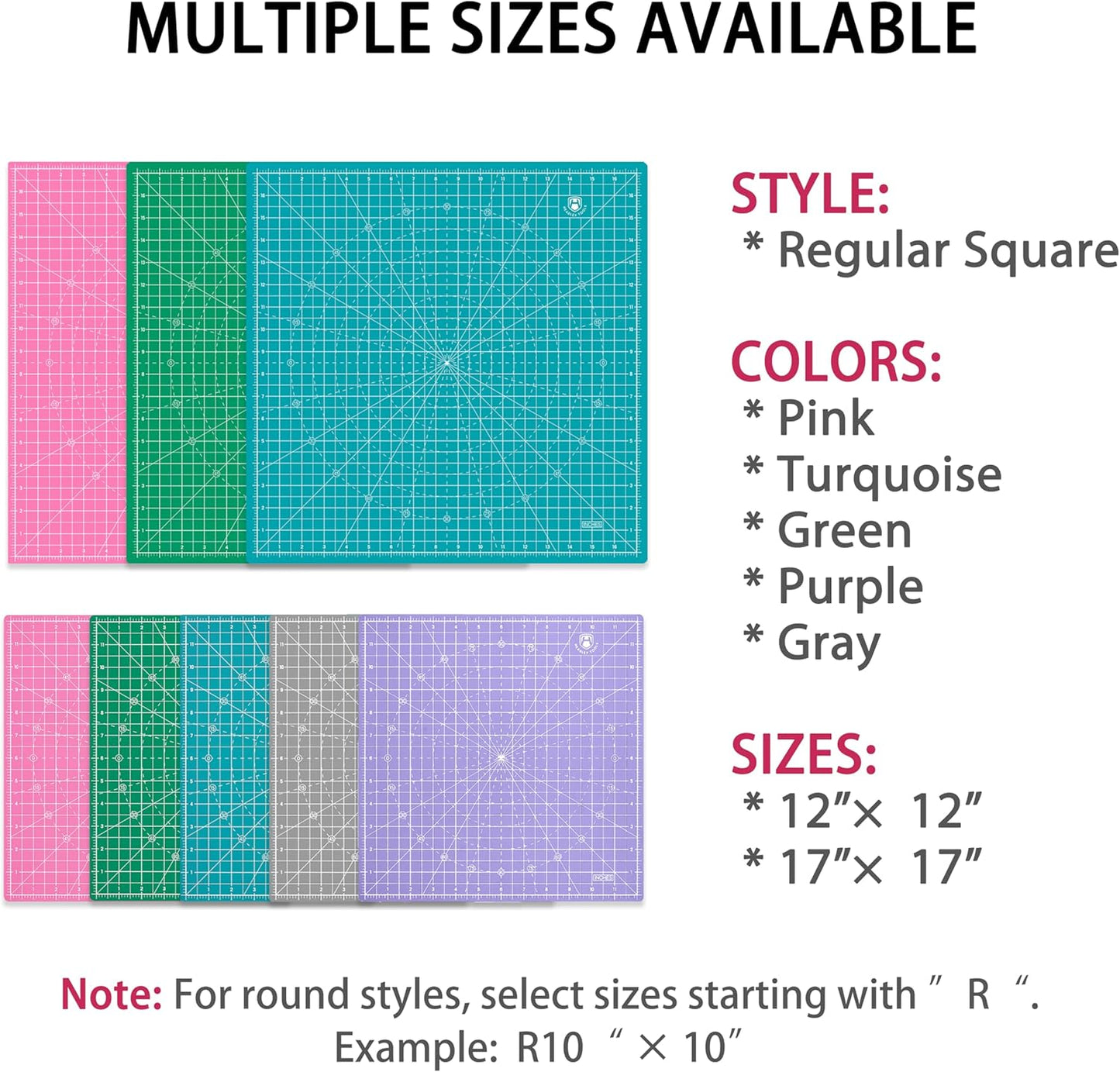 Headley Tools 12"x12" Rotating Cutting Mat, Self Healing Mat with 360-Degree Rotation & Anti-Slip Base, Sewing Board Cutting Mat Perfect for Fabric Quilting Leather Hobby Project, Grey