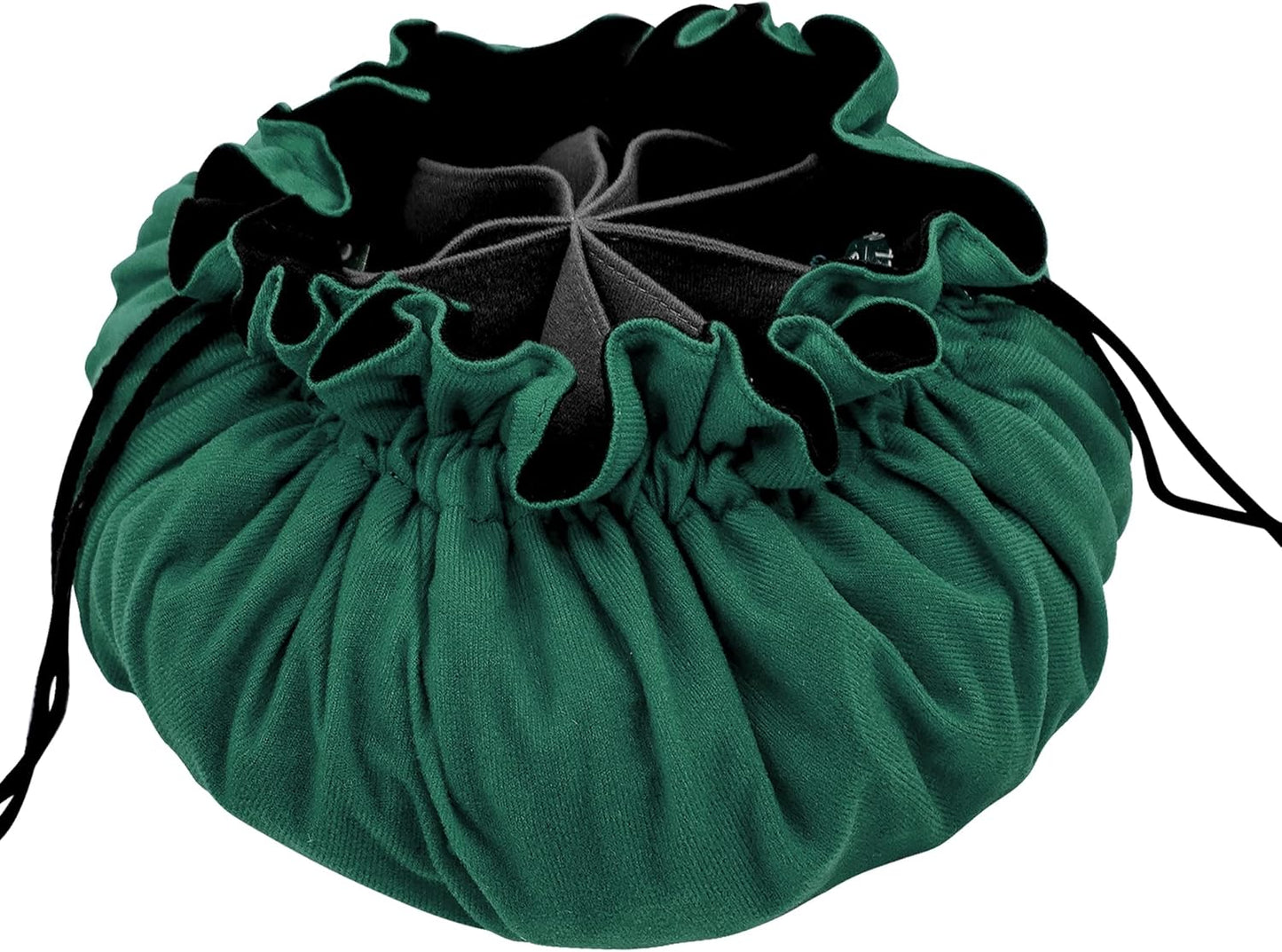 SIQUK Large Dice Bag with Pockets Big Capacity Dice Bag Drawstring Dice Pouch DND Dice Storage Bag for RPG MTG Table Games, Hold over 300 Dice, Dark Green