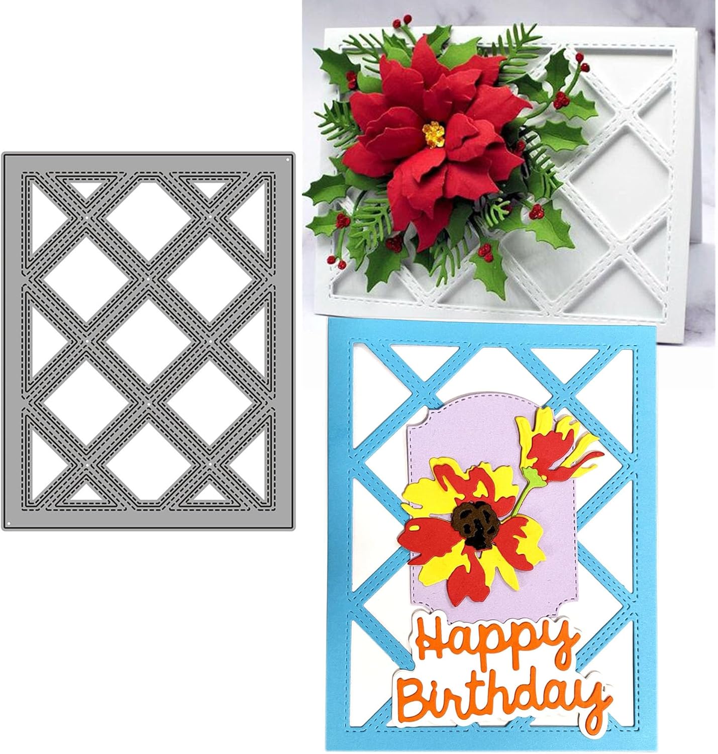 Mvchifay Cutting Dies for Card Making Metal Die-Cuts Scrapbooking Tool Hollow Frame DIY Craft Punch Template Embossing for Paper Album Decor (Diamond Frame-14.3x11.1cm)