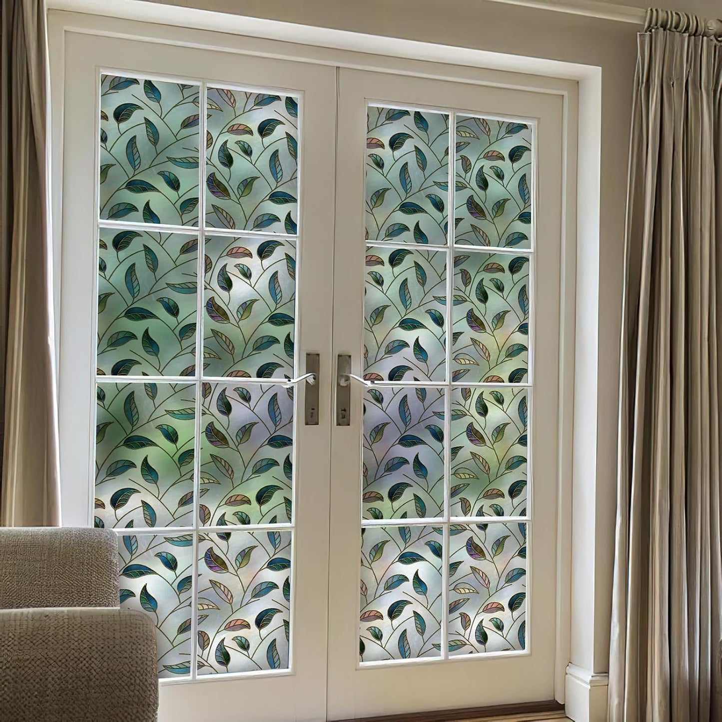 DKTIE Window Privacy Film Frosted Glass Static Cling UV Sun Blocking Heat Control Window Tint Day and Night Insulation Home Bathroom Door Decorative (S166, 29.5'' x 118.1'')