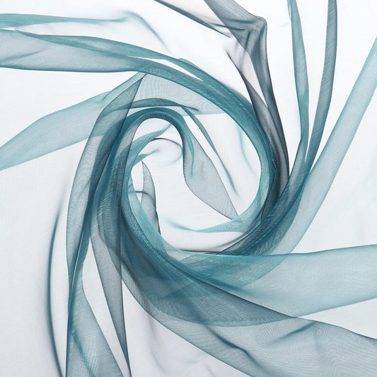 MECCANIXITY Iridescent Sheer Organza Fabric, 10 Yards x 59 Inches Solid Holographic Shiny Fabric Organza Cloth for Wedding, Curtains, Costume, Photo Background, Gradient Black Blue