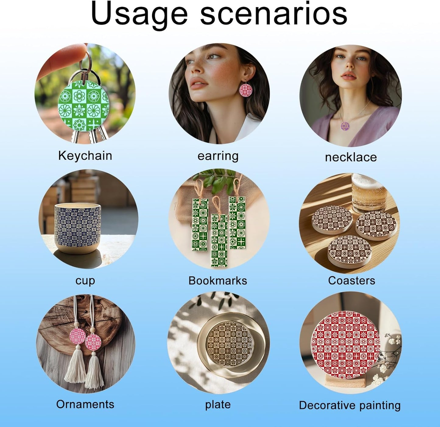 CHGCRAFT Lattice Pattern Polymer Clay Texture Sheets Geometric Flowers Silicone Texture Stamp Clay Texture Mat Modeling Pattern Pad Sheets for Jewelry and Earrings Tools, 5.5x5.5 inch