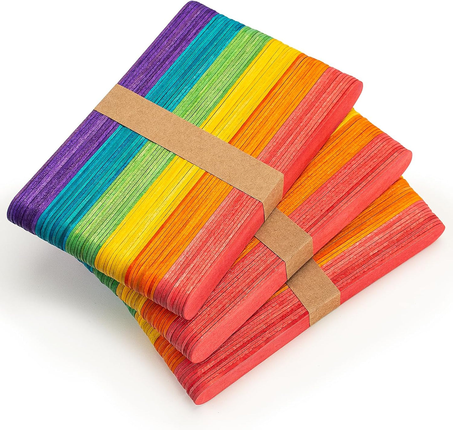WISYOK 180 Pcs 6' Colored Jumbo Wooden Craft Sticks - Rainbow Wooden Popsicle Sticks for Creative Designs or Kids Education, Home Art Projects