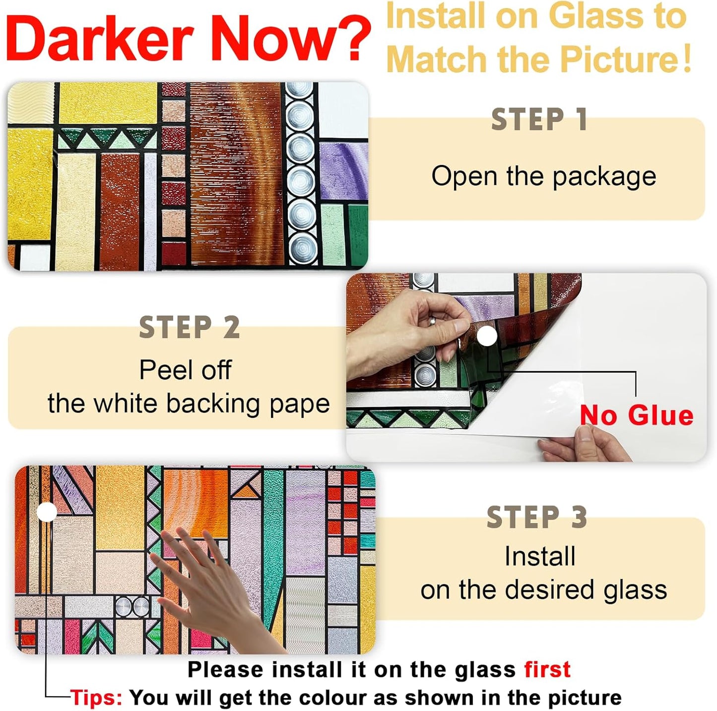 3D Stained Glass Window Privacy Film, Heat Control UV Blocking Static Cling Decorative Window Film for Bathroom,Front Door,Home Non Adhesive,23.6 x 35.4 inches Autumn Reverie