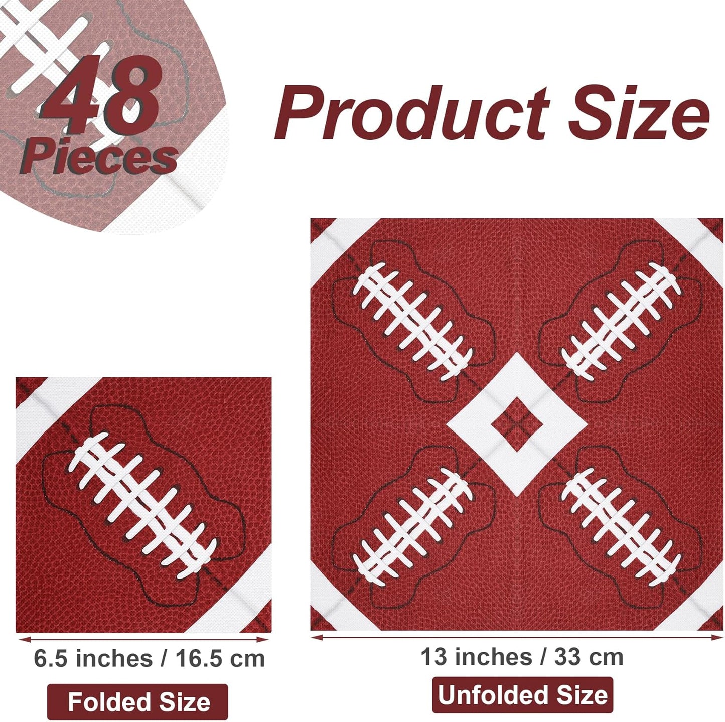 Aodaer 48 Pieces Football Paper Napkins Disposable Football Party Napkins Football Rugby Cocktail Dinner Napkins Set 13" x 13" Unfolded Football Tableware Napkins for Rugby Party Supplies
