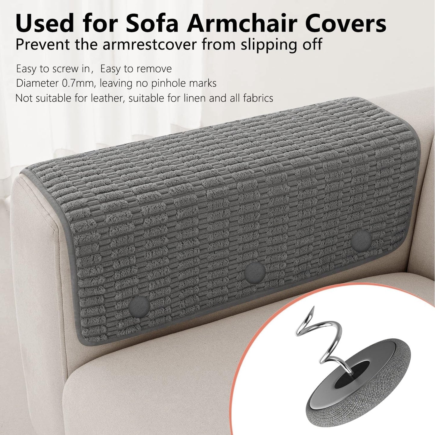 12 Colors Fabric Covered Button Twist Pins Dust Ruffle Pins- for Sofa，Upholstery，Armchair Caddies, Armrest Covers,Bed Skirts, Slipcovers, Headliners (Medium Gray, 24)