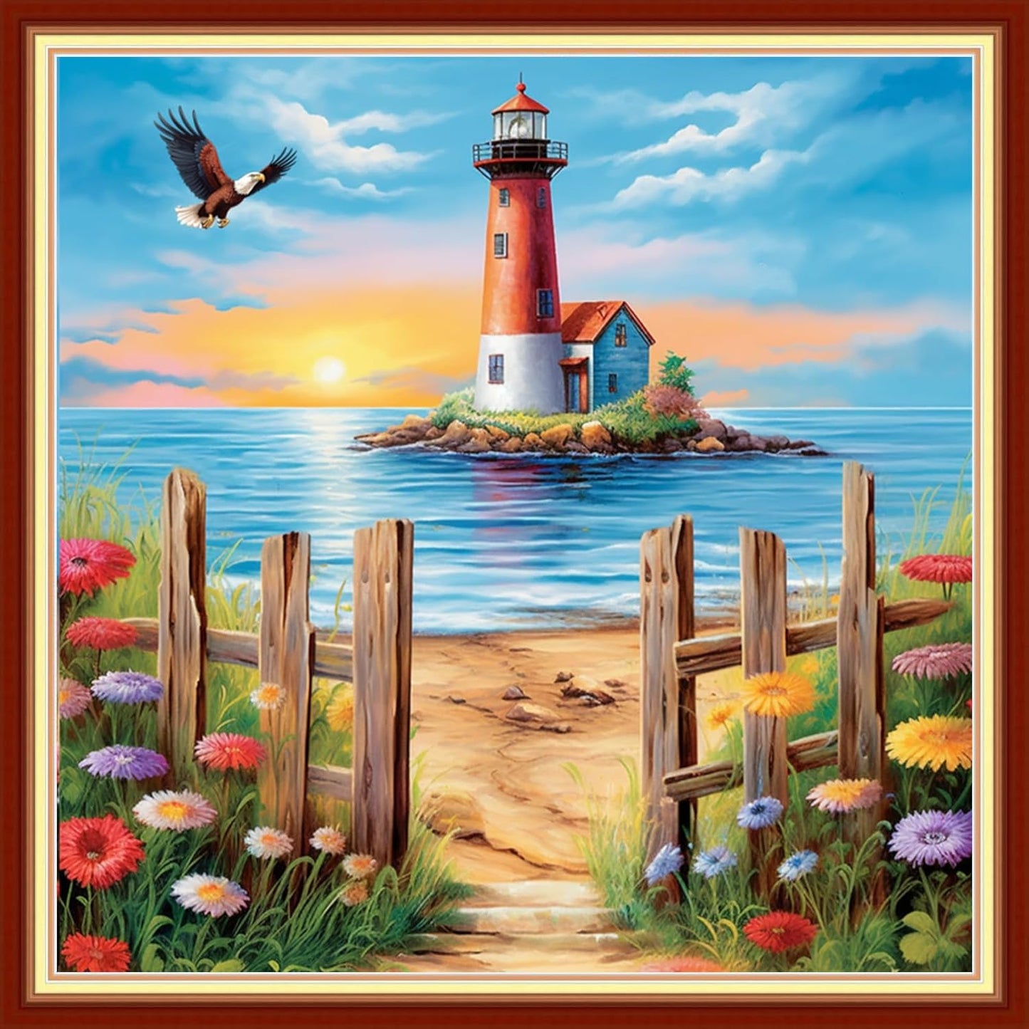 Artvxeay Cross Stitch Kits Stamped Full Range of Embroidery Kits for Beginners Adults 11CT Pattern Stitch Embroidery Kits Needlepoint Kits DIY - (Lighthouse Scenery 18x18 inch)