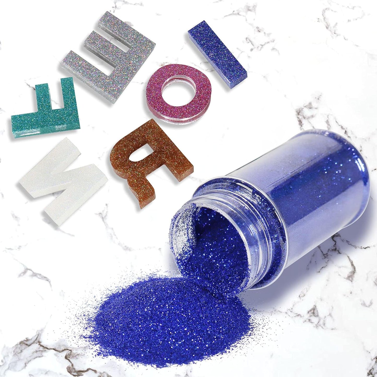 Renfio Ultra Fine Glitter Powder Metallic Resin Glitter 2.11 Oz (60g) PET Flakes Crafts Sequins 1/128" 0.008" 0.2mm Epoxy Chips Flakes for Tumblers Slime Roses Decoration - Deep Ocean