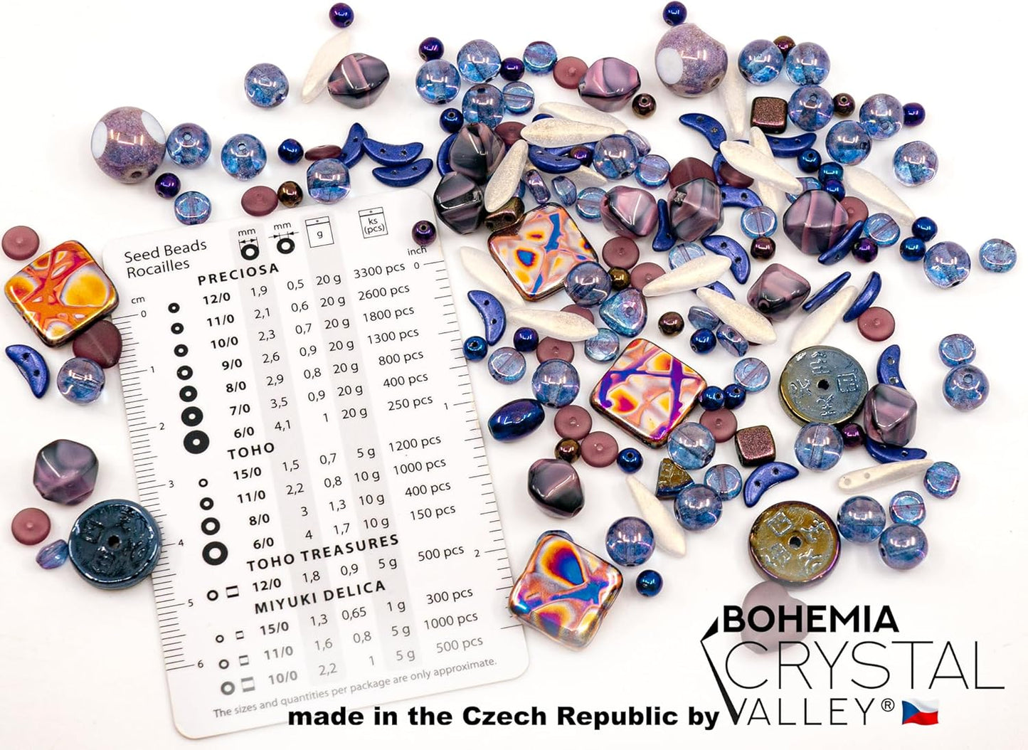 1.4oz (40g) Limited Mix of Czech Glass Beads Table Cut, Matte and Glossy, Faceted Fire Polish, Hand Made Set Kit, Beige Violet Purple