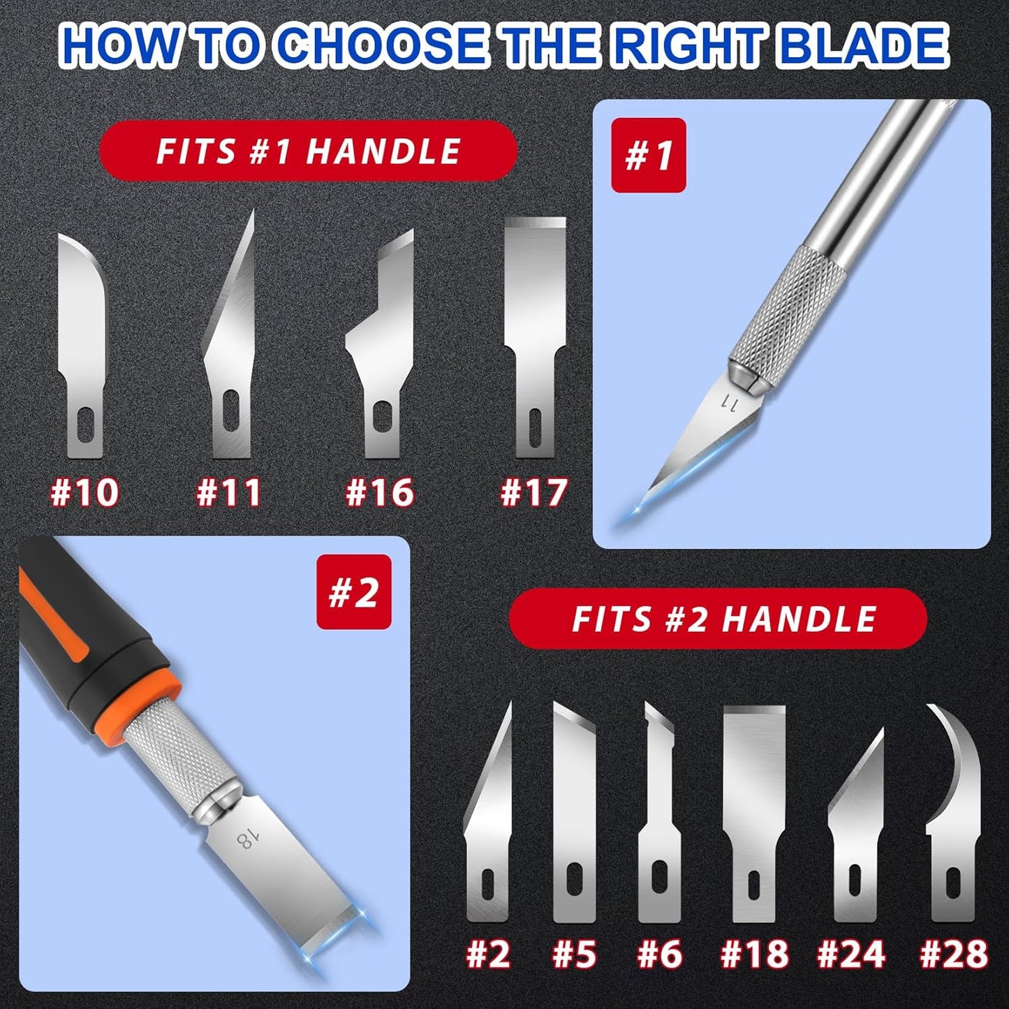 DIYSELF 150 PCS Hobby Knife Replacement Blades, #24 Sharp Exacto Knife Blades, Hobby Knife Blade Refills with Storage Case, High Carbon Steel Exacto Blades for Craft, Scrapbooking, Stencil (#24）