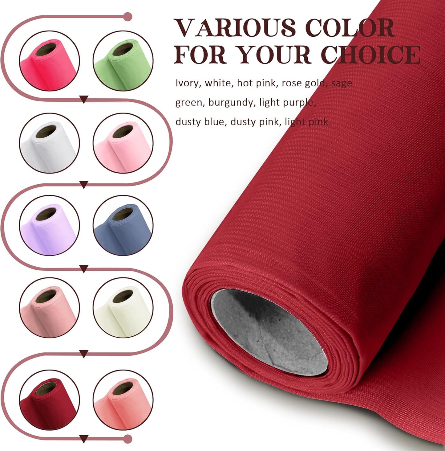 Horbaunal Burgundy Chiffon Fabric by The Yard, 10 Yard Continuous Sheer Fabric 59" Wide Soft Draping Fabric for Wedding Arch Draping Party Backdrop DIY Sewing