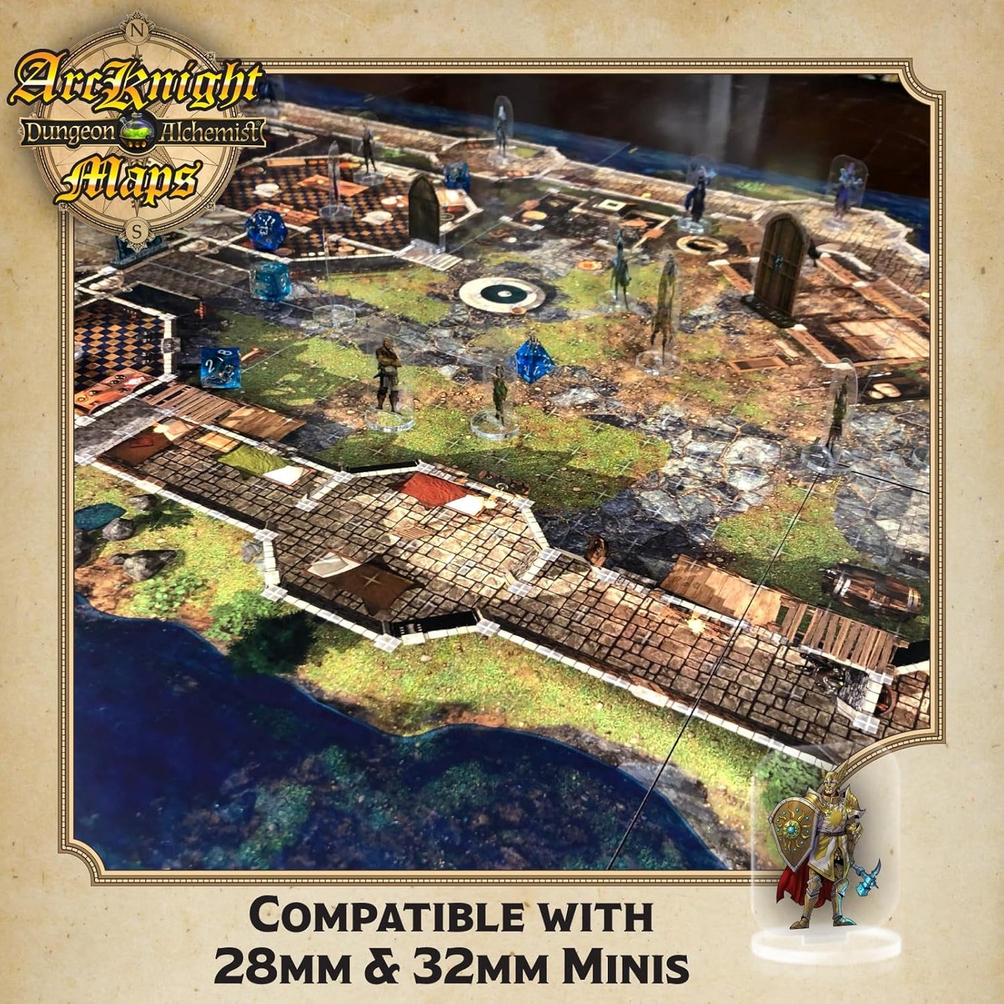 Arcknight The Noble's Keep Roleplaying D&D Battle Map; 16 Modular RPG Maps in 8 Double-Sided Pages, 1" Square Grid, Modular & Versatile DnD Map for ttrpg Gaming - for Dungeons & Dragons, Pathfinder