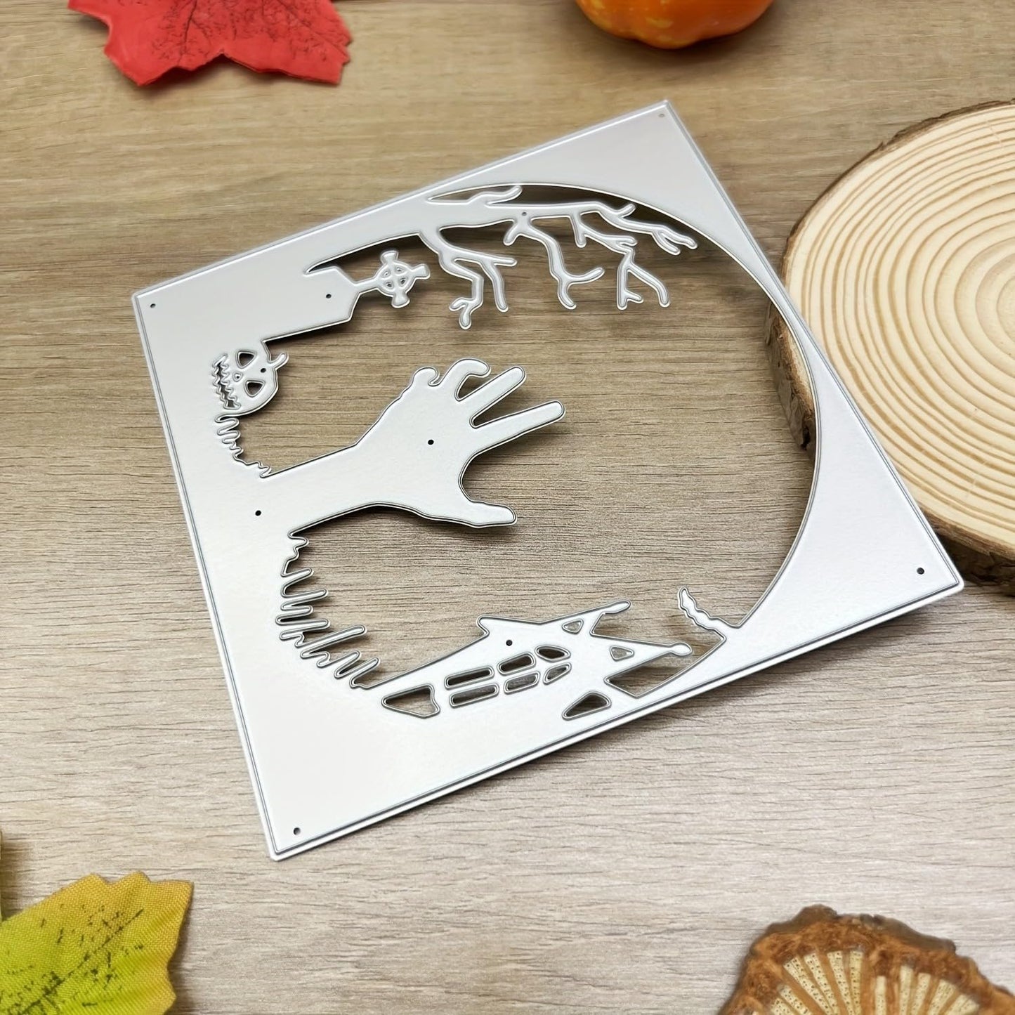 Lapoo Halloween Metal Cutting Die for Scrapbooking, 3D Backgrounds Frame New Cutting Dies DIY Album Card Making Decor Paper Metal Die Cuts Party Wedding Decorations (Ghost Hand 4.7 x 4.7 in)