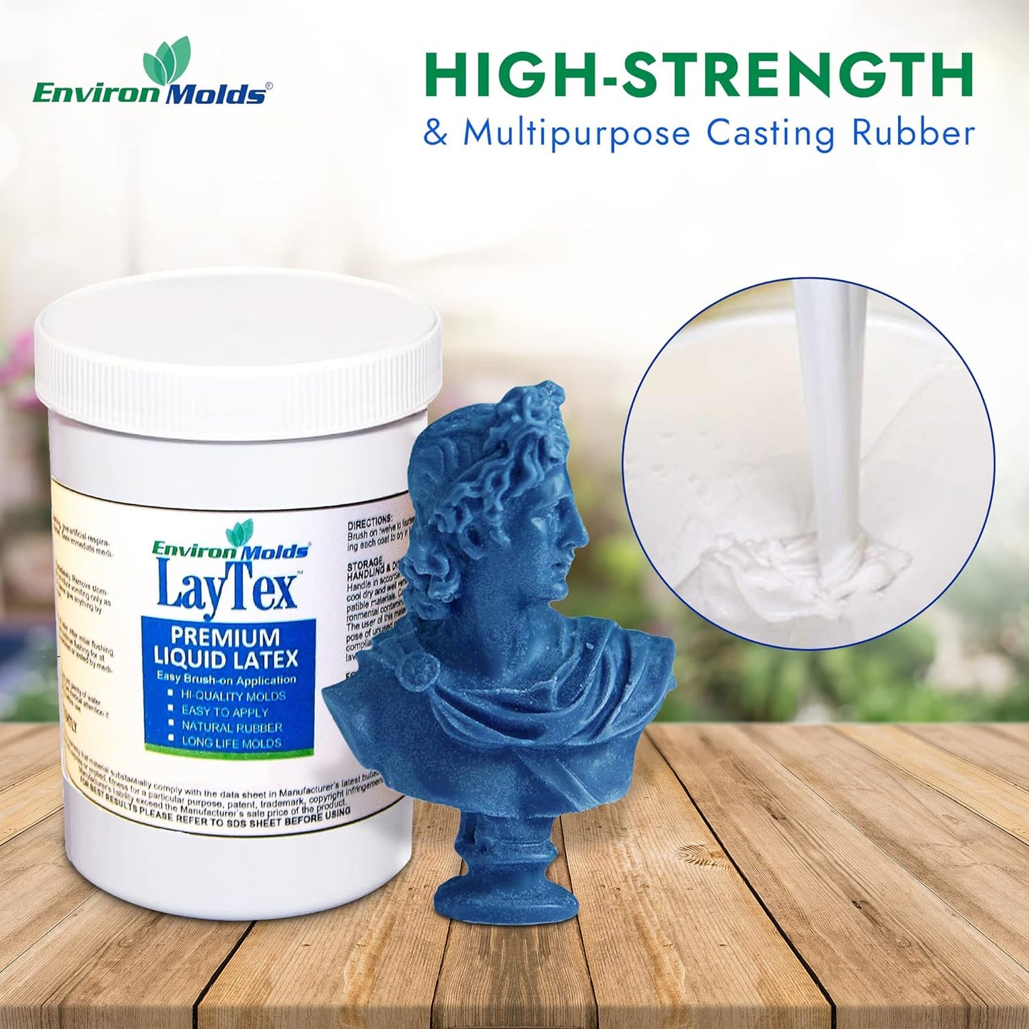 EnvironMolds Liquid Latex Mold Making Rubber, 16 oz. - Quality, Flexible, Detailed Reproductions - Easy Brush or Spray Application