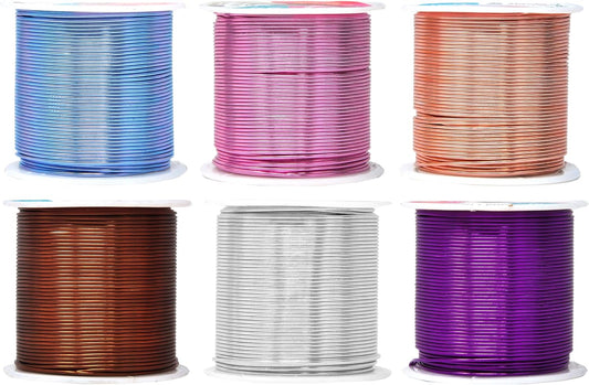 Mandala Crafts 18 Gauge Anodized Aluminum Craft Wire for Jewelry Making - 450 FT Colored Flexible Silver Copper Purple Pink Brown Ice Blue Wire - Bendable for Bonsai Armature Crafting Sculpting