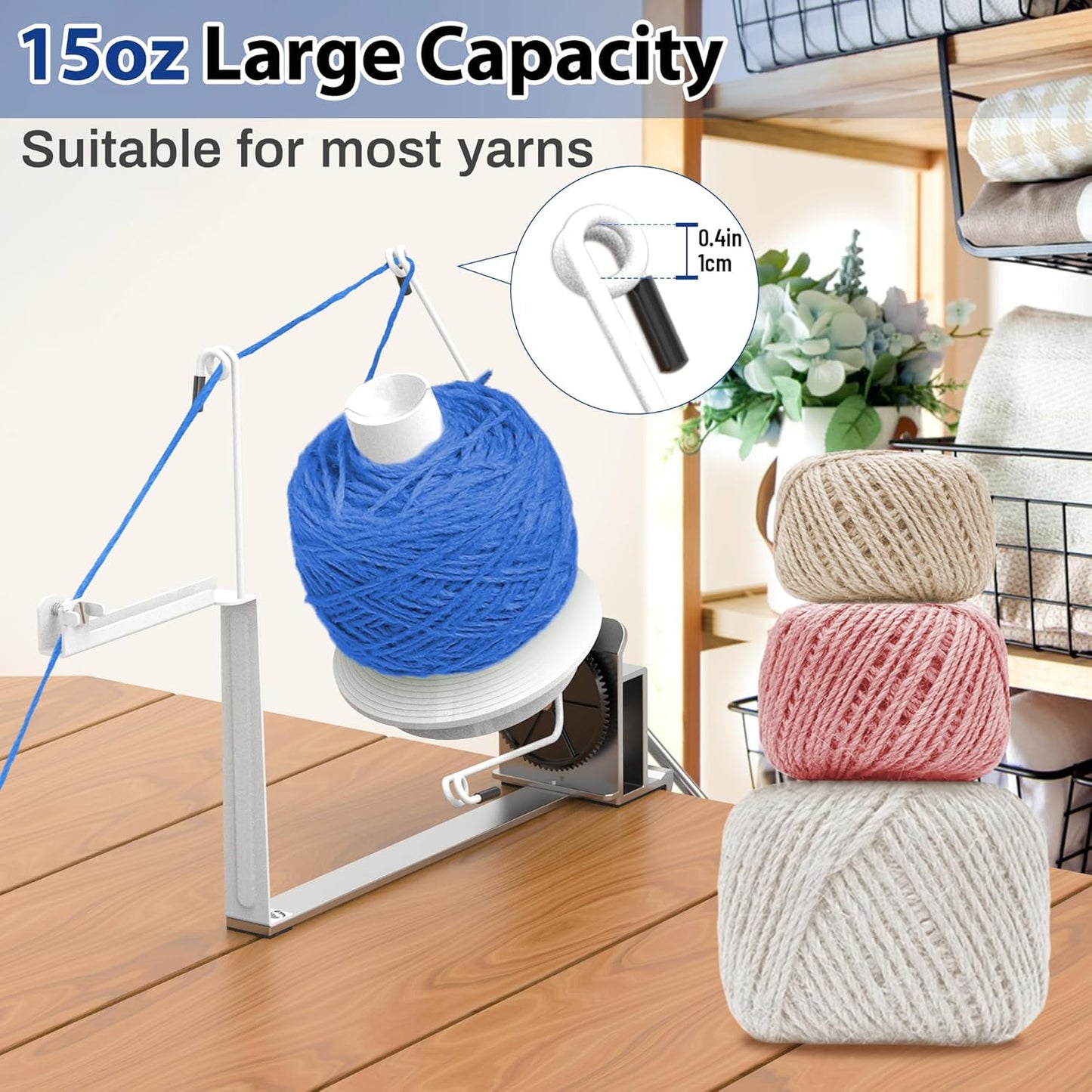 Large Capacity Yarn Winder, 15 oz Metal Ball Spinner for Crocheting & Knitting, Sturdy & Smooth for Easy Yarn Winding, Ideal for Knitting Enthusiasts