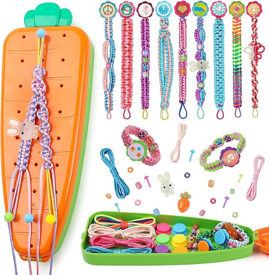 BIRANCO. DIY String Crafts Toy for Kids Ages 6-12, Friendship Bracelet Making Kit for Girls 7 8 9 10 11 Years Old, Great Birthday Gift Idea for Teen Girl-Carrot Style