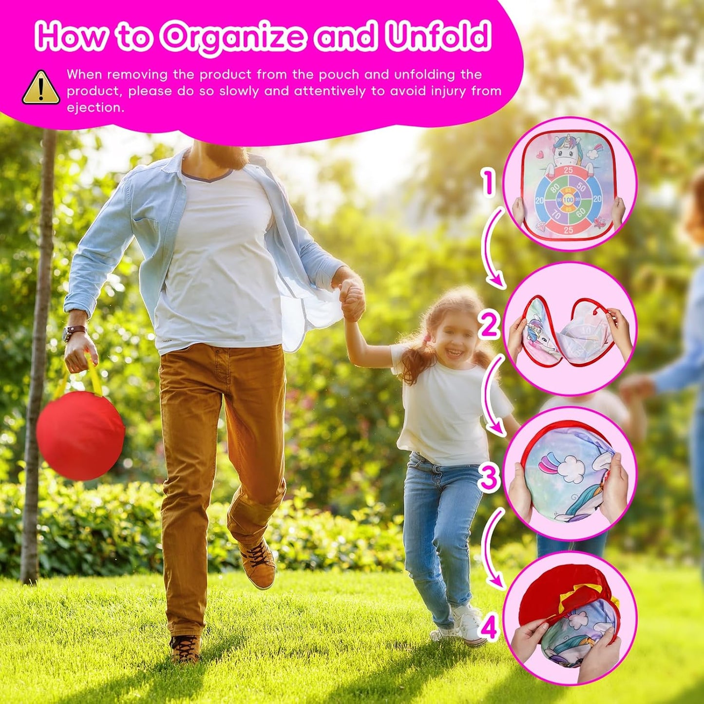 Bean Bag Toss Game for Kids - 5IN1 Kid Cornhole Toys Set, Over 3 Years Toddlers Children Backyard Beach Lawn Outdoor Indoor Throwing Toy to Boys Girls Birthday Family Party Christmas Easter Gift