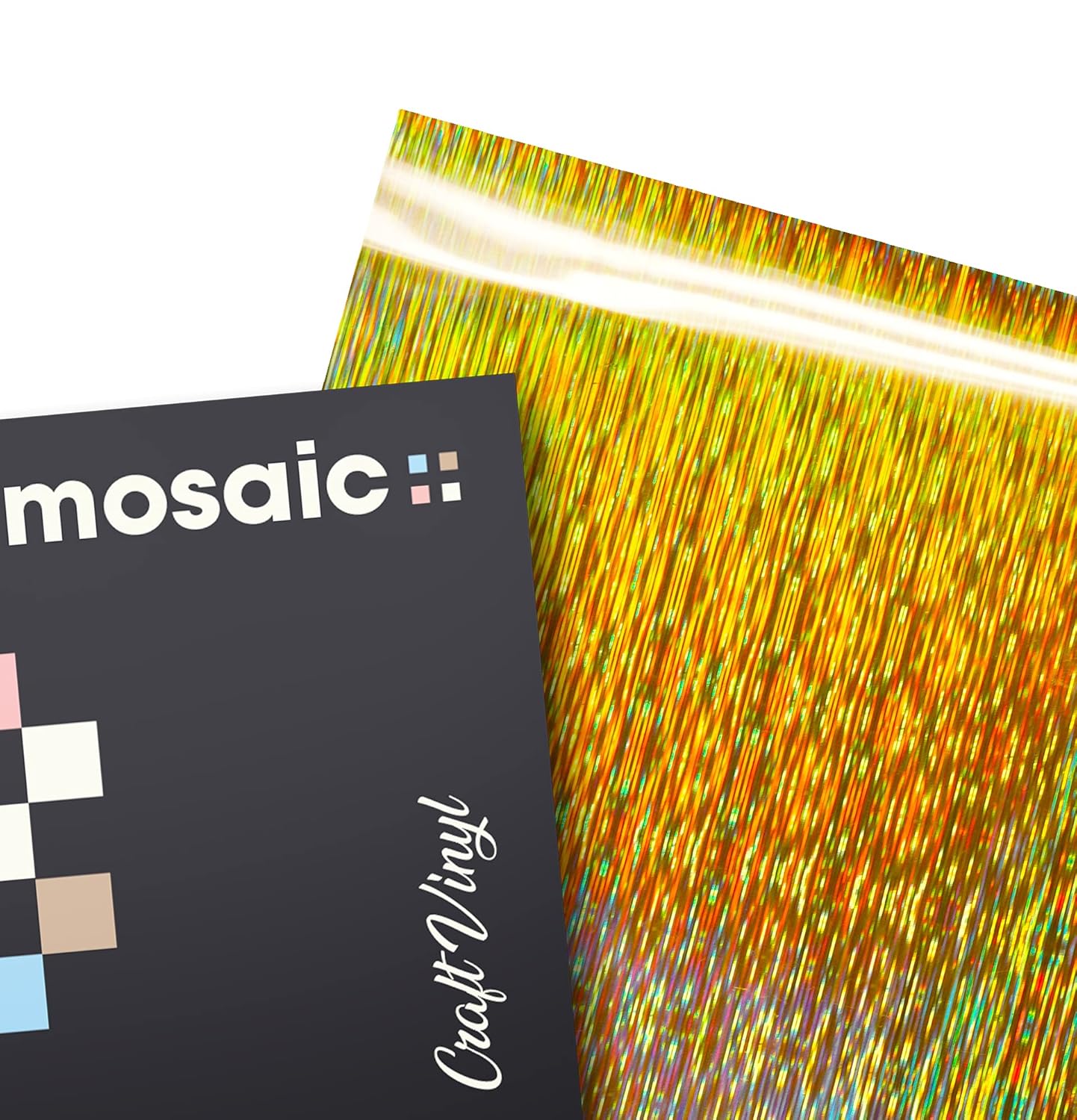VViViD Mosaic+ Gold Brushed Holographic 1ft x 5ft Crafting Vinyl Crinkle-Free 8yr UV Finish Crafting Vinyl