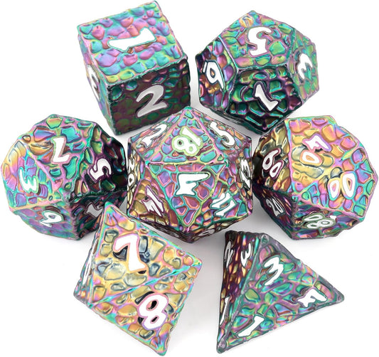 Haxtec DND Dice Set Metal Dice Compatible with Dungeons and Dragons D&D Gift TTRPG Rainbow Polyhedral Dice