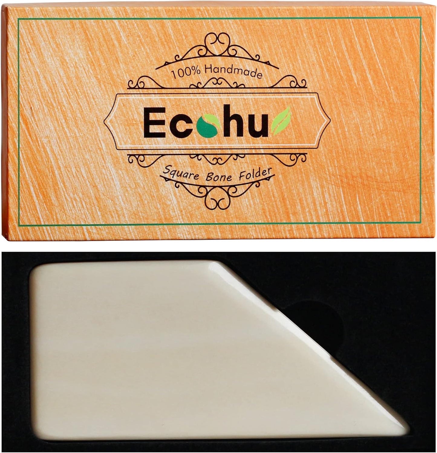 ECOHU Square Bone Folder - Genuine Bone, Paper & Leather Crafts, Card Making, Origami, Bookbinding, Scrapbooking, Non-Scratch, Non-Stick