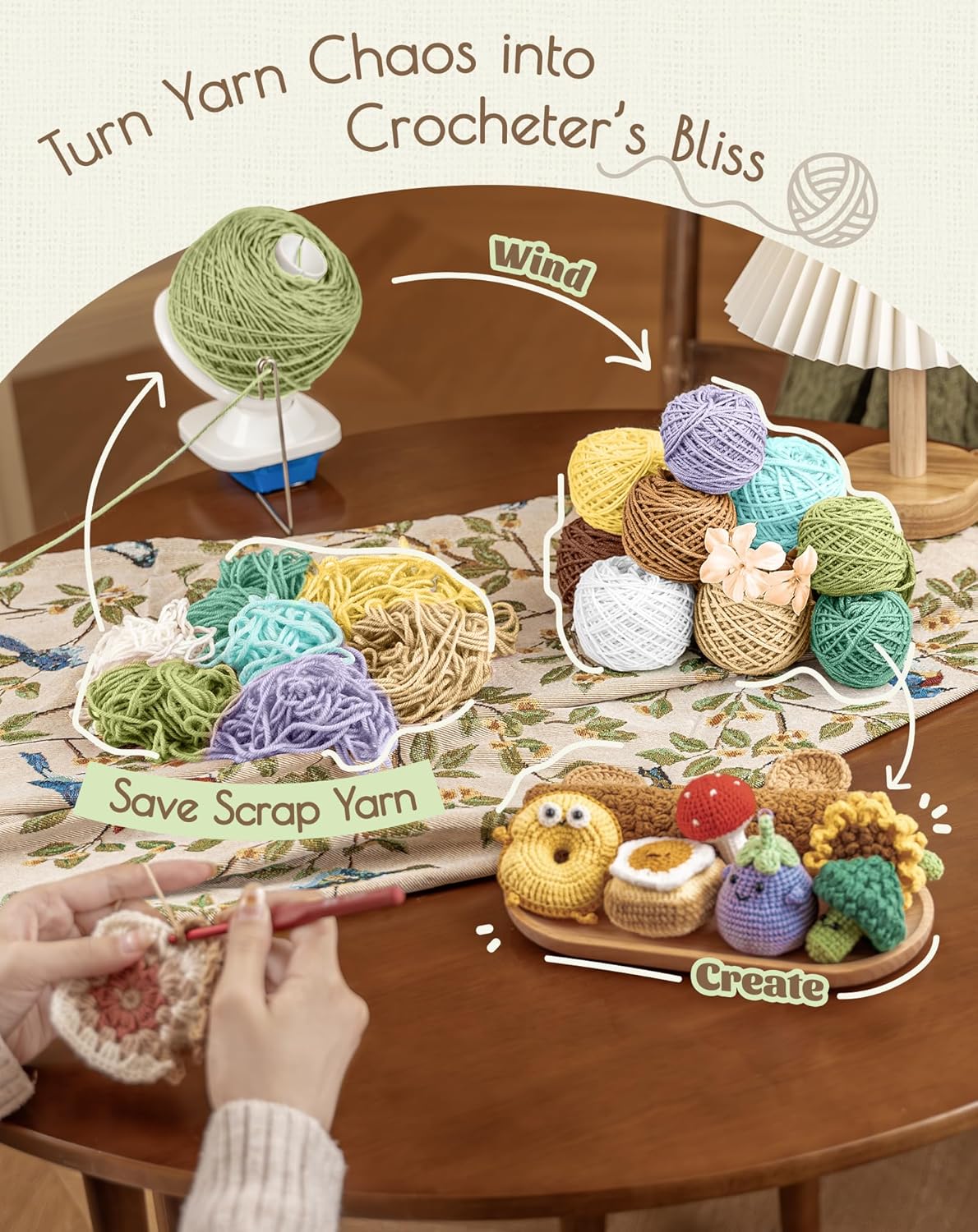 Adhafera Yarn Winder, Yarn Ball Winder for Crocheting, The Helper for Knitting Enthusiast