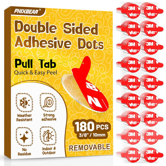 180 Pcs Removable Mounting Putty, Strong Double Sided Glue Adhesive Dots Clear Museum Sticky Tack for Action Figures Wall Hanging No Residue, 3/8"