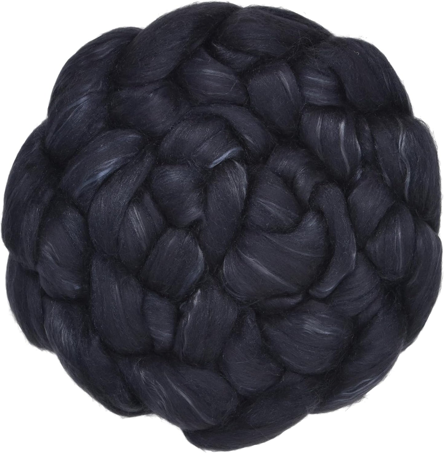 Merino Silk Luxe Tonal Designer Blend. Superfine Merino, Mulberry Silk, Tussah Silk. Top Roving for Spinning or Felting. Obsidian 1oz