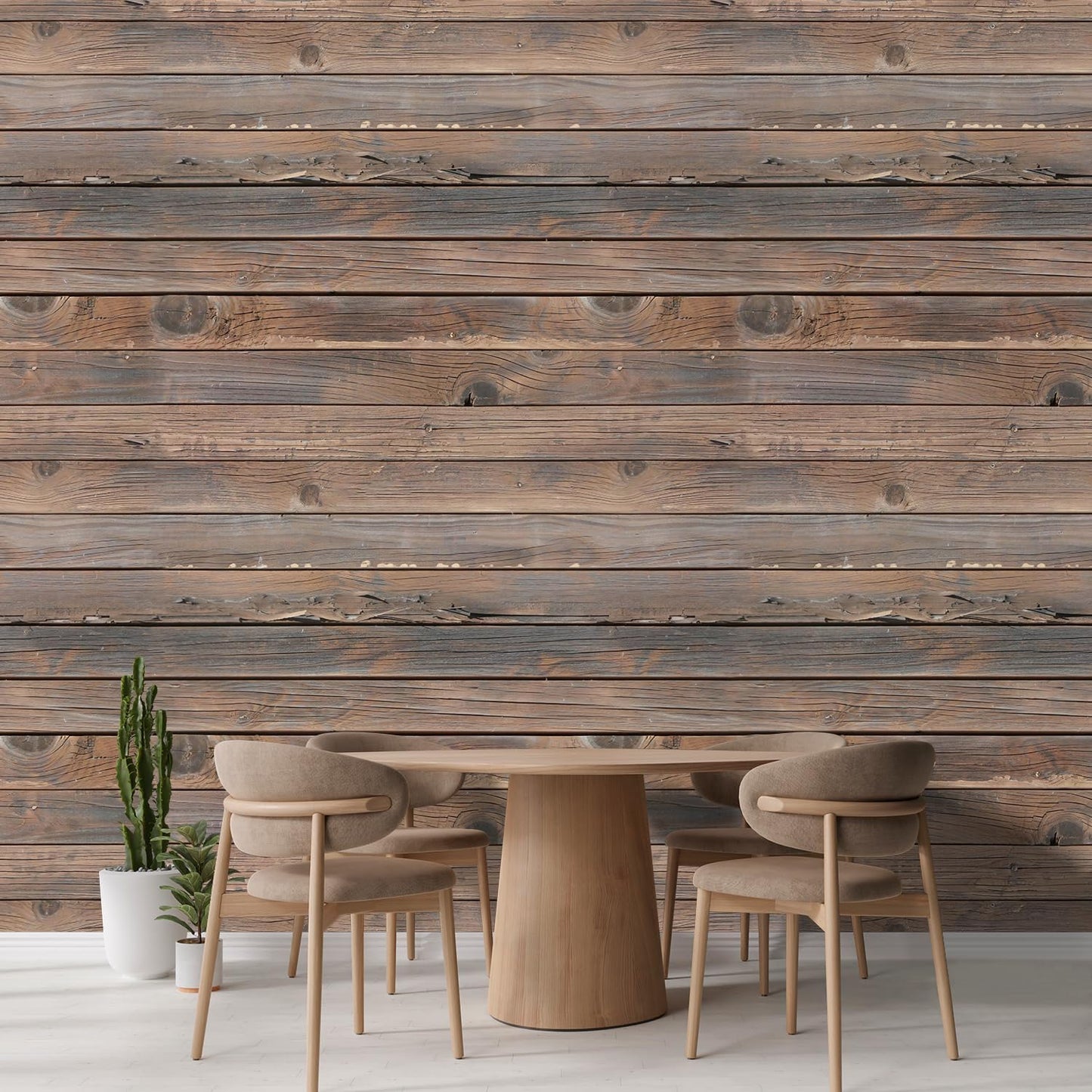 wall26 Horizontal Brown Vintage and Retro Wood Textured Paneling, Wall Mural, Removable Wallpaper, Home Decor - 96x120 inches