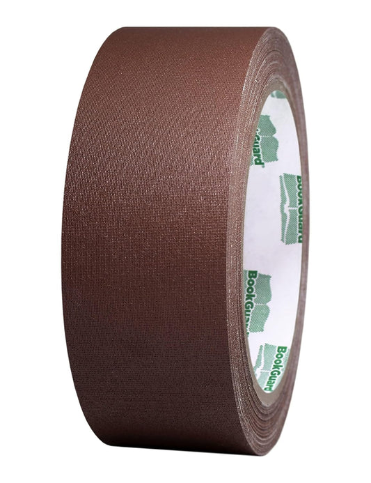 BookGuard 1-1/2 Inch Vinyl-Coated Cotton Cloth Bookbinding Repair Tape, 15 Yard Roll, Brown
