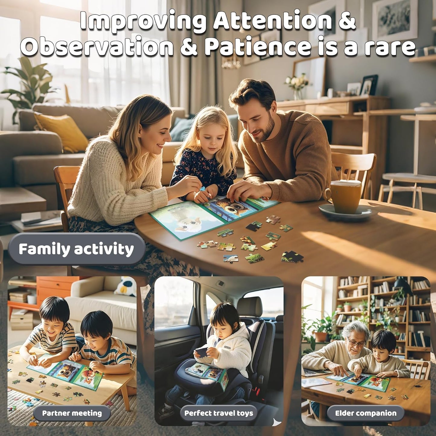 Puzzles for Kids Ages 3-5 36PCS-3 Animal Themes Magnetic Puzzles for Kids 4-6 Travel Puzzle for Airplane/Car/Road Trip/Gift Toys for 3 4 5 6 Year Old Girls and Boys