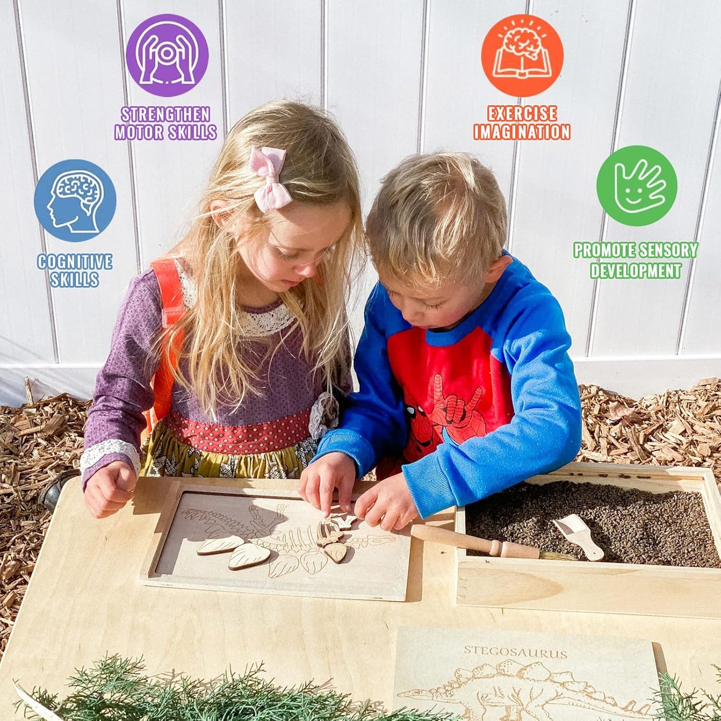 Dinosaur Excavation Archaeology Dig Kit for Kids, Fossil Explore Sensory Bin Toys, Dino Skeletons Bones Puzzle Game, Archaeology Science STEM Toys for Boys and Girls (Stegosaurus)