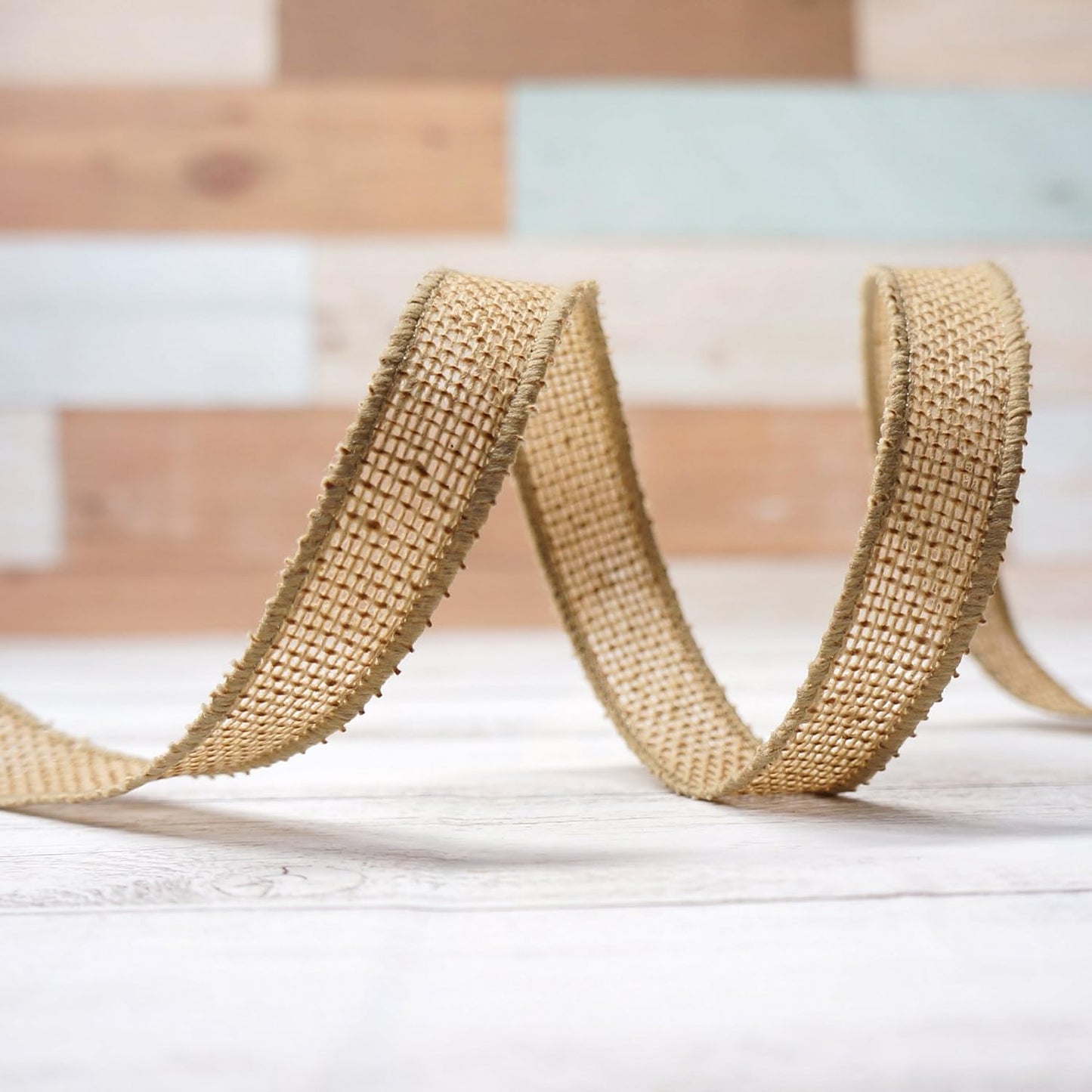 CT CRAFT LLC Burlap Fabric Wired Ribbon 3/4" x 20 Yards Natural Color for Christmas Home Wedding Decor Gift Wrapping Tree Topper Bow Wreath Bouquet DIY Crafts