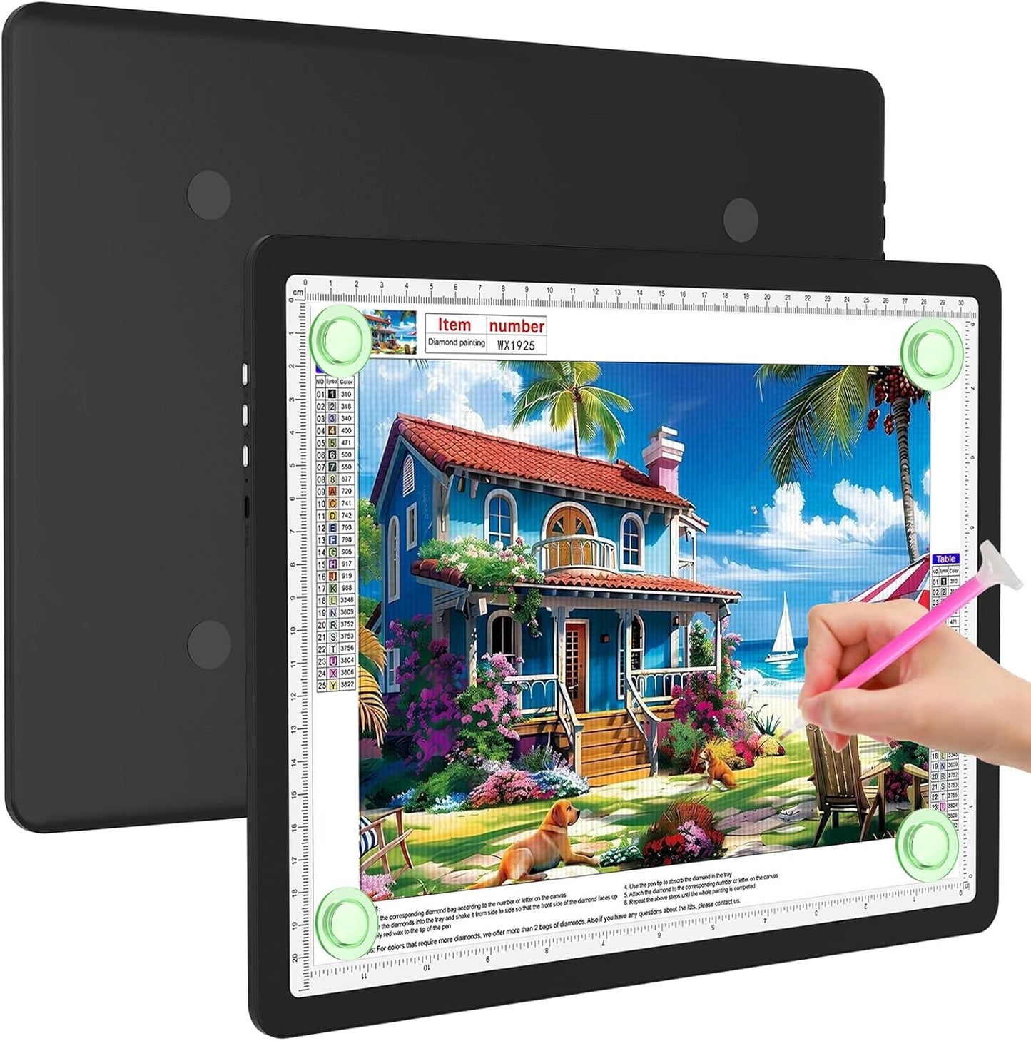 Elice Magnetic A4 Light Board for Diamond Painting, Ultra-Thin Tracing LED Light Box with Side Buttons, Super Bright Diamond Art Light Pad, Light Table for Drawing, Sketching, Weeding Vinyl - Black